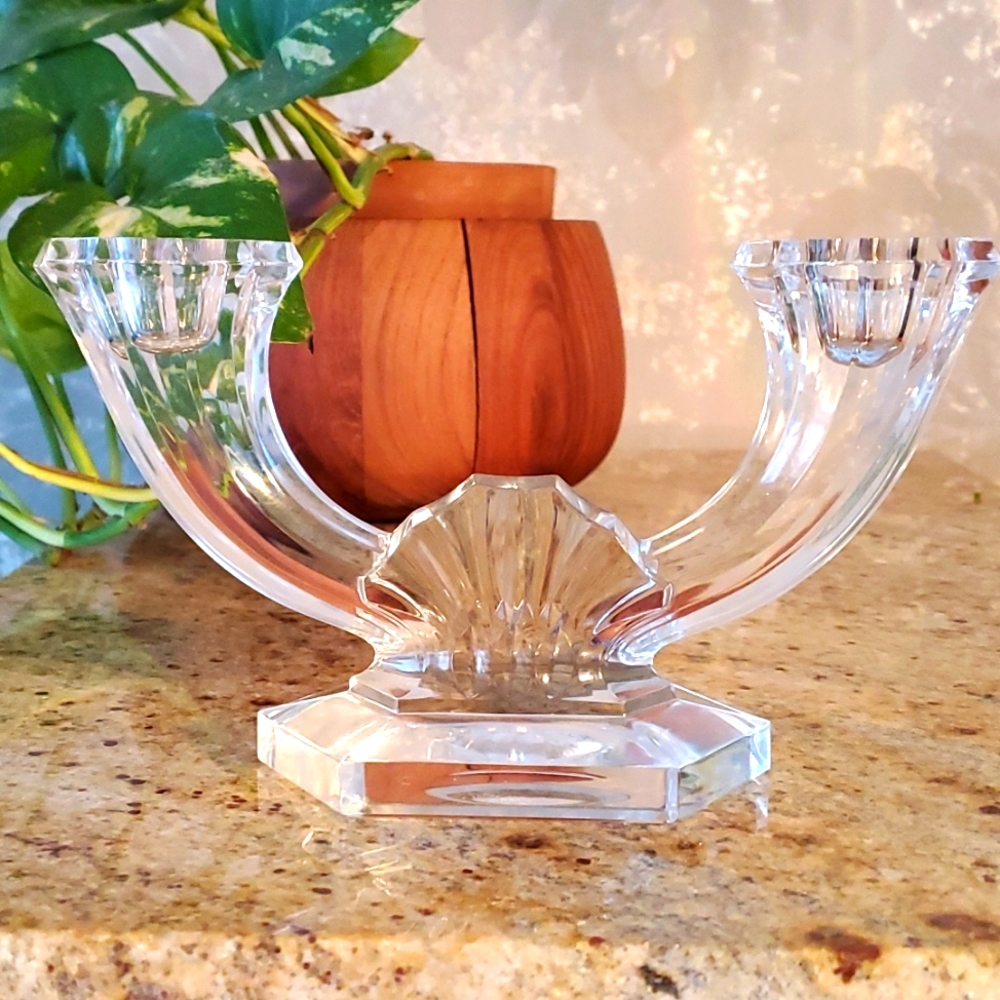 Vintage Val St. Lambert crystal candlestick holder